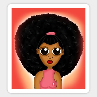 Cute brown skin girl with afro digital art drawing Sticker